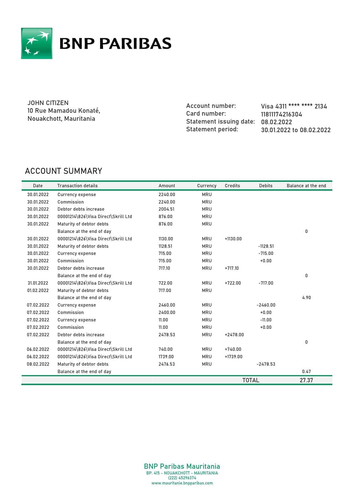 Mauritania-BNP-Paribas-bank-statement-template-in-Word-and-PDF-format.jpg Mauritania BNP Paribas bank statement template in Word and PDF format