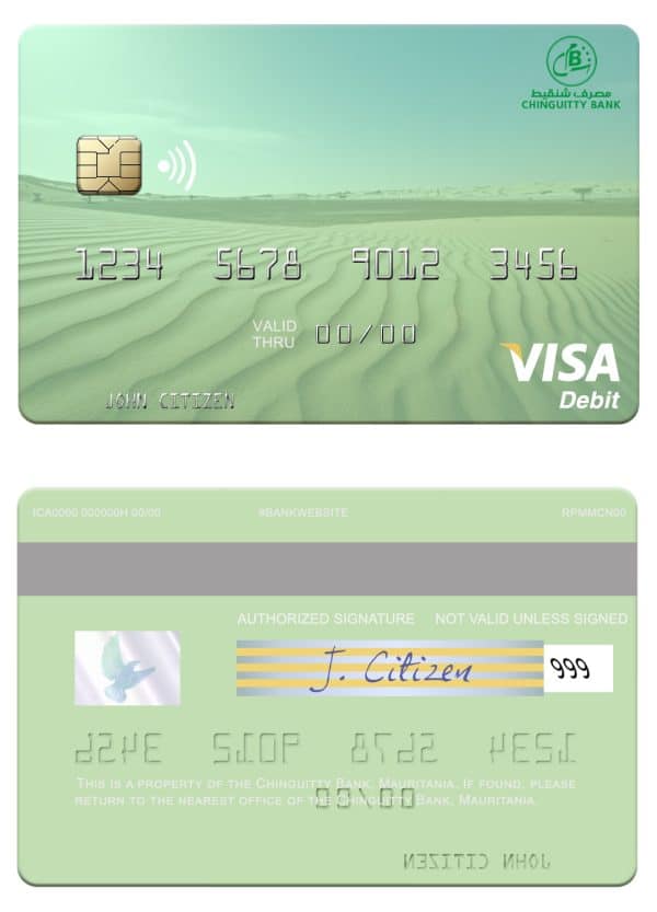 Fillable Mauritania Chinguitty Bank visa card Templates