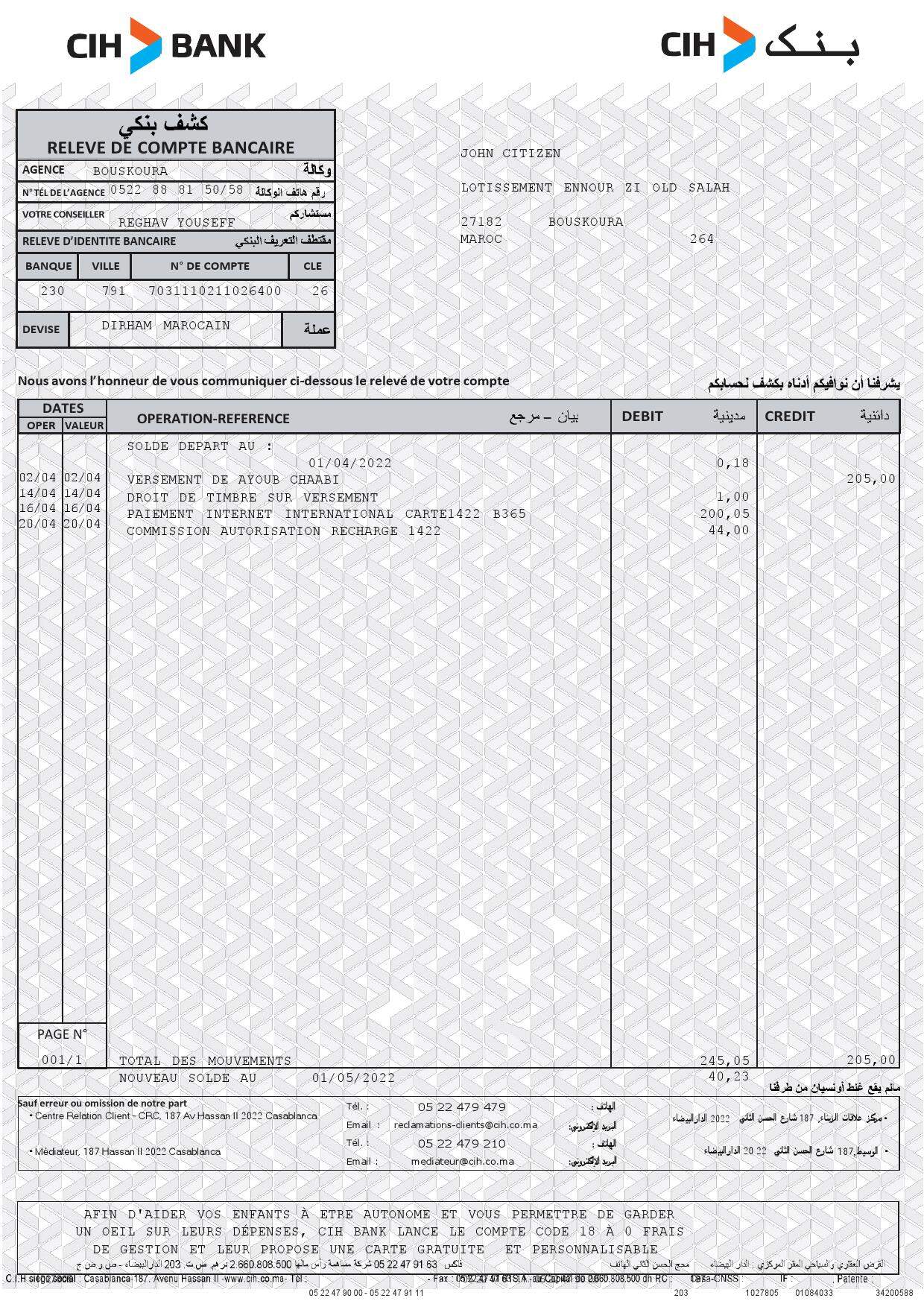 Morocco-CIH-bank-statement-Word-and-PDF-template.jpg Morocco CIH bank statement Word and PDF template