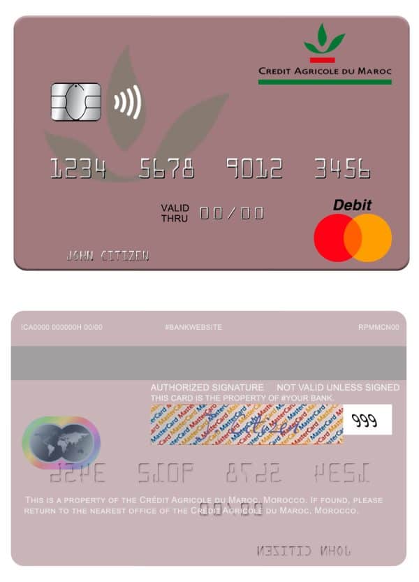 Morocco Crédit Agricole du Maroc bank mastercard Fillable Morocco Crédit Agricole du Maroc bank mastercard Templates