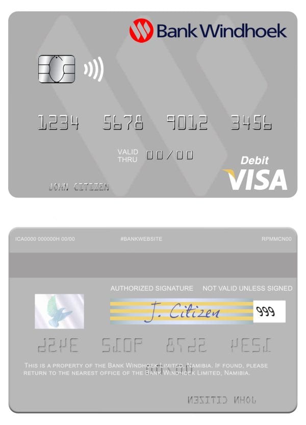 Namibia Bank Windhoek Limited visa debit card Namibia Bank Windhoek Limited visa debit card