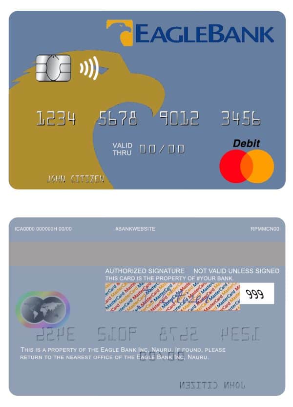 Nauru Eagle Bank Inc mastercard Editable Nauru Eagle Bank Inc mastercard Templates