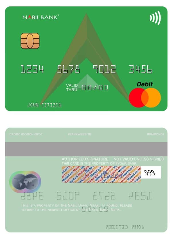 Nepal Nabil bank mastercard Editable Nepal Nabil bank mastercard Templates