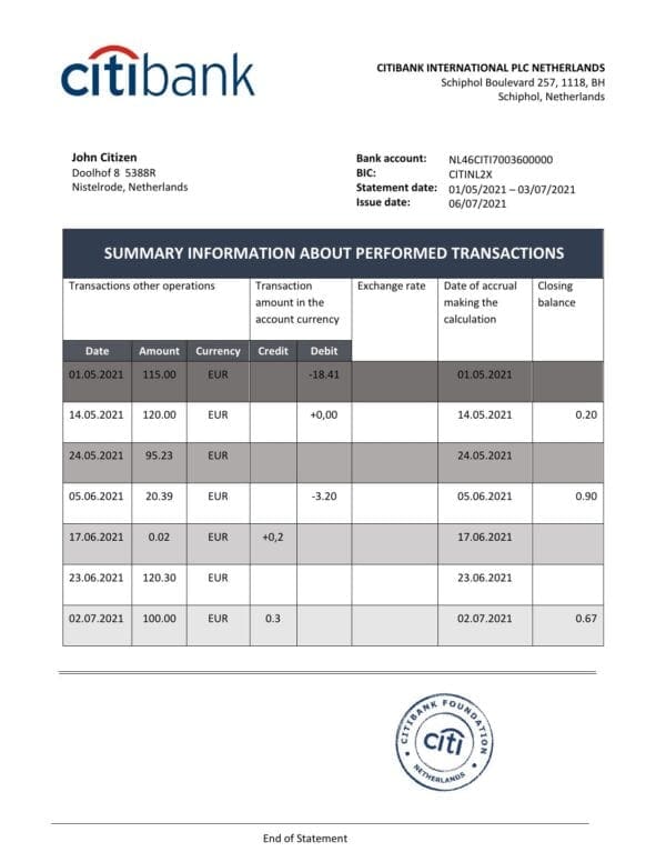 Netherlands-Citibank-bank-statement-template-in-.doc-and-.pdf-file-format.jpg Netherlands Citibank bank statement template in .doc and .pdf file format
