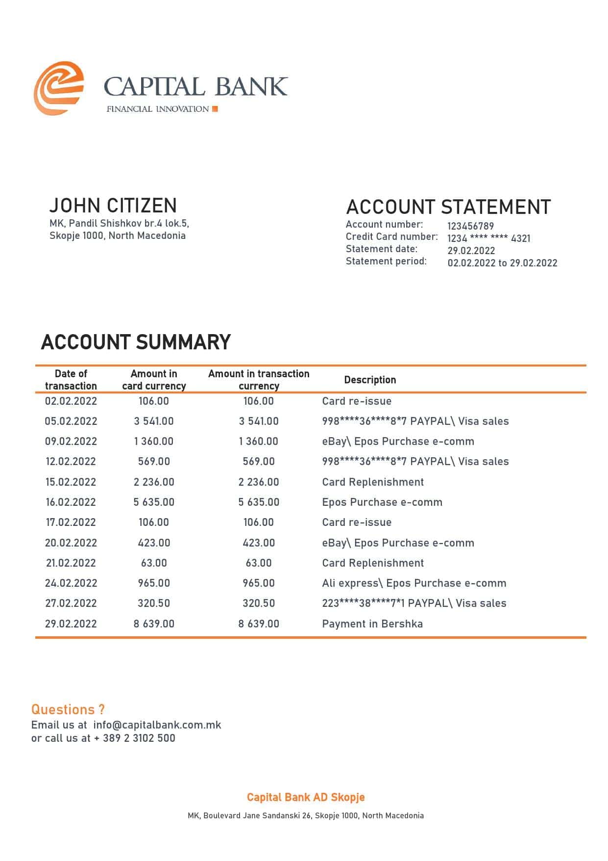 North-Macedonia-Capital-Bank-statement_000001.jpg North Macedonia Capital Bank bank statement template in Word and PDF format