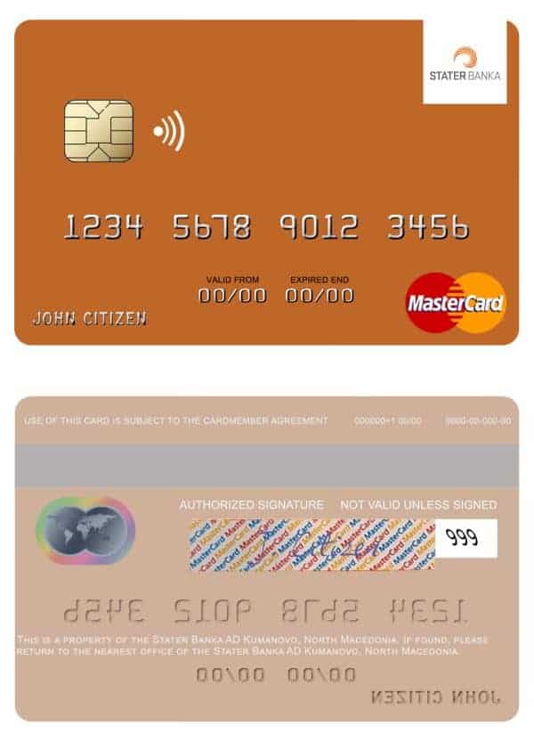 North Macedonia Stater Banka AD Kumanovo mastercard Editable North Macedonia Stater Banka AD Kumanovo mastercard Templates