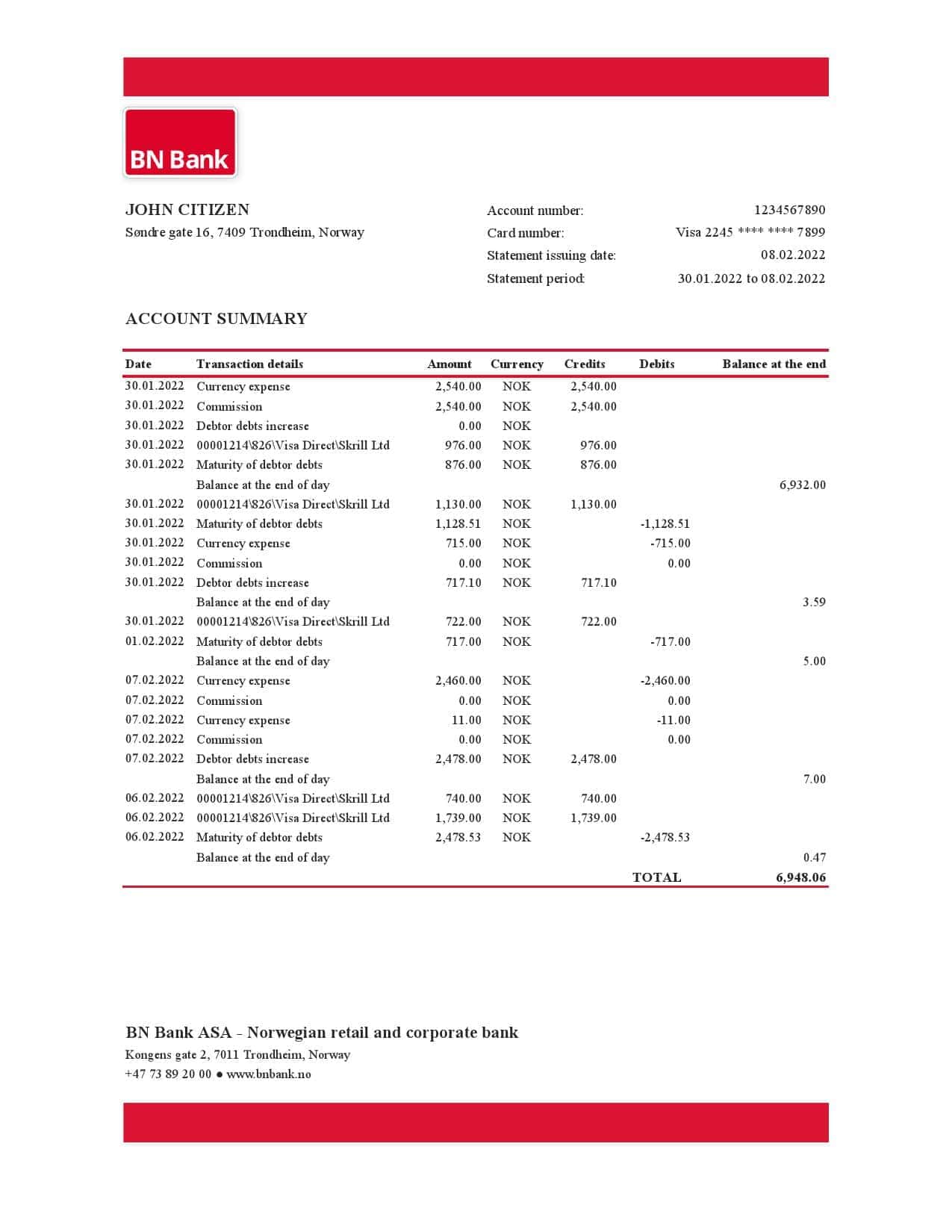 Norway-BN-Bank-statement-Excel-and-PDF-template.jpg Norway BN Bank statement Excel and PDF template