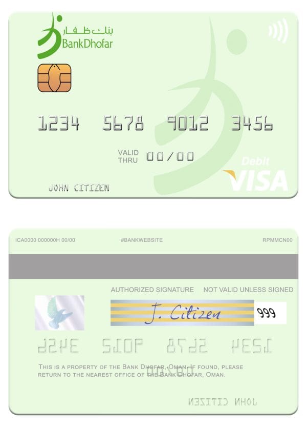 Oman Bank Dhofar visa debit card Fillable Oman Bank Dhofar visa debit card Templates