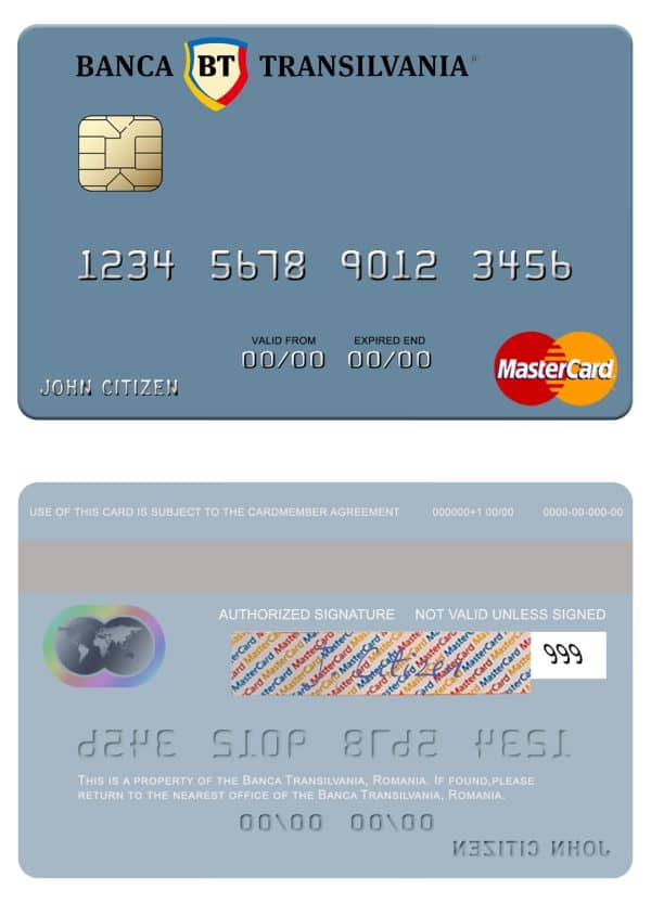 Editable Romania Banca Transilvania mastercard Templates