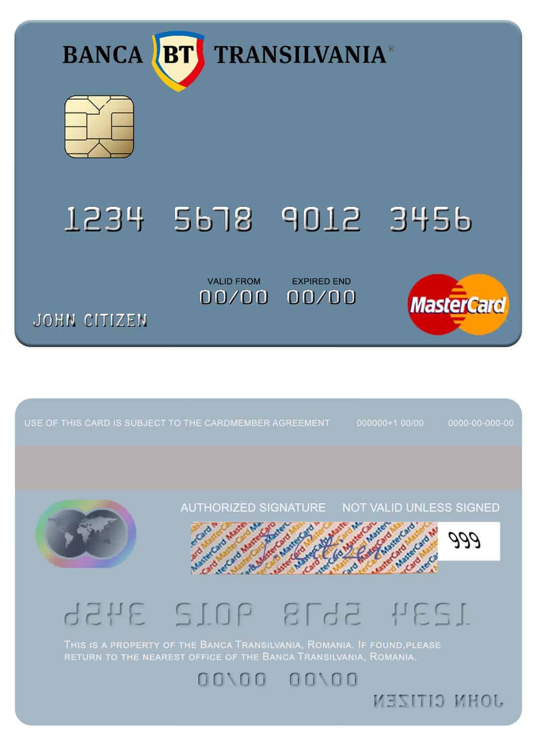 Romania Banca Transilvania mastercard Editable Romania Banca Transilvania mastercard Templates