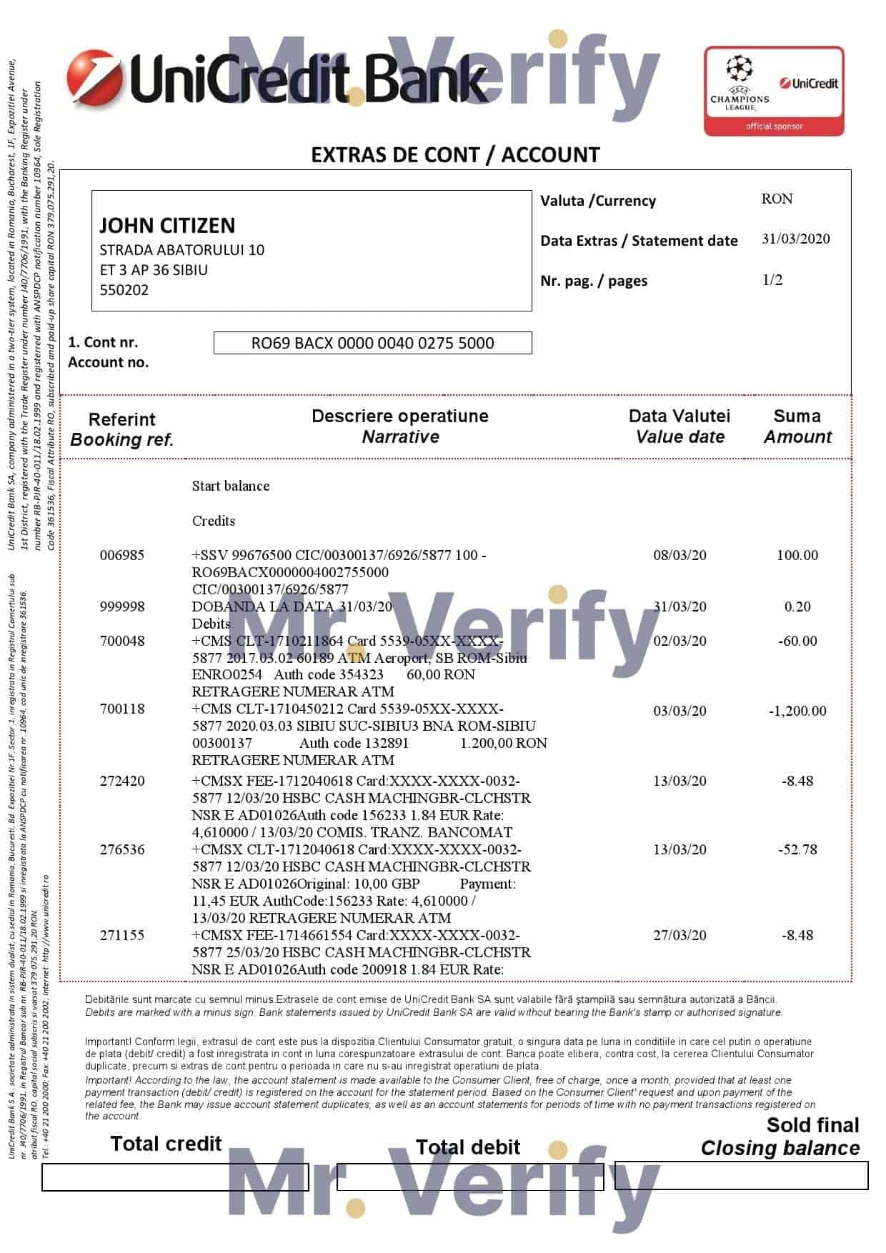 Romania-UniCredit-Bank-statement-template-in-Word-and-PDF-format-2-pages-in-Romanian-and-English-languages-1.jpg Romania UniCredit Bank statement template in Word and PDF format (2 pages) in Romanian and English languages