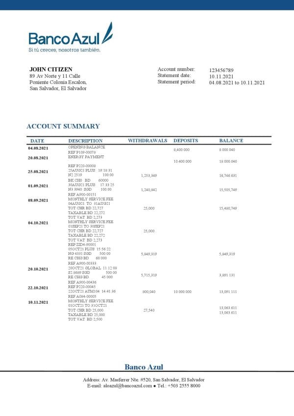 Salvador-Banco-Azul-bank-statement-template-in-Word-and-PDF-format.jpg Salvador Banco Azul bank statement template in Word and PDF format