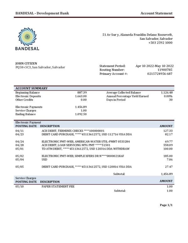 Salvador-Bandesal-bank-statement-template-in-Word-and-PDF-format.jpg Salvador Bandesal bank statement template in Word and PDF format