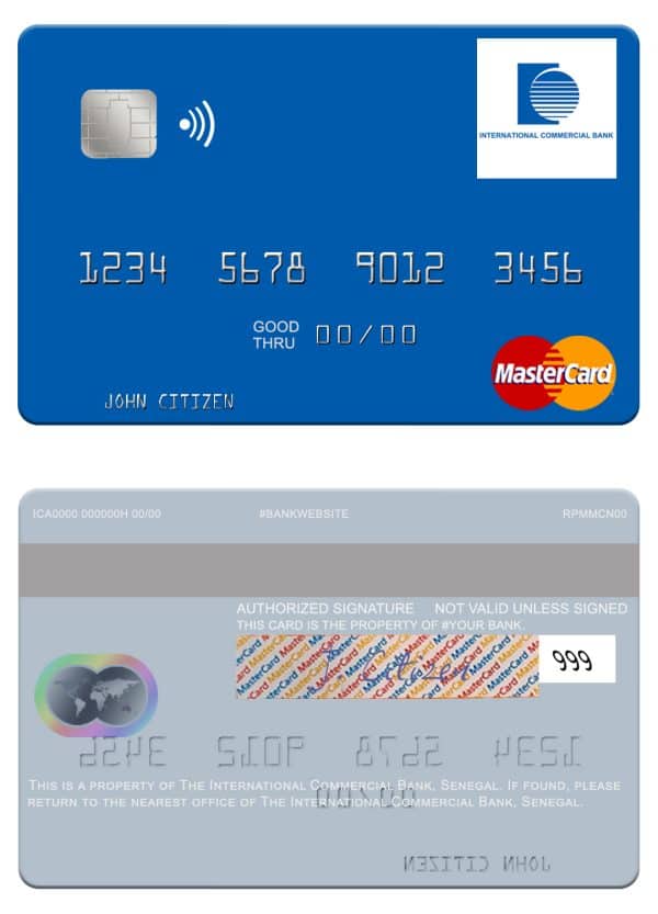 Senegal The International Commercial Bank mastercard Editable Senegal The International Commercial Bank mastercard Templates