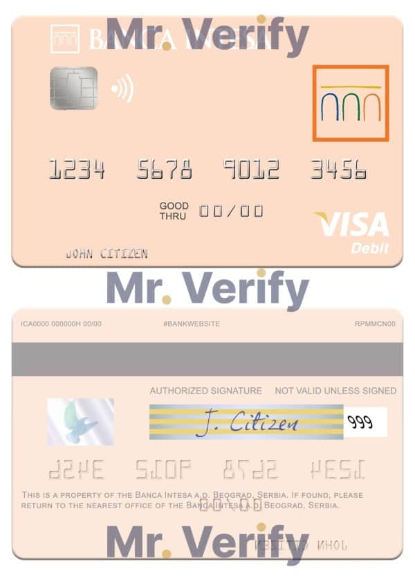 Editable Serbia The Banca Intesa a.d. Beograd visa debit card Templates