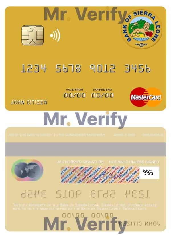 Fillable Sierra Leone Bank of Sierra Leone mastercard Templates