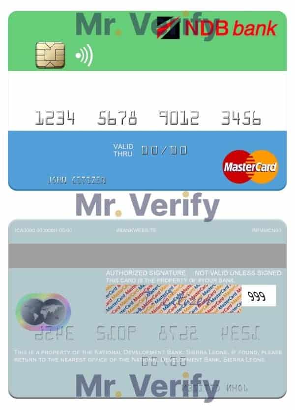 Fillable Sierra Leone National Development Bank mastercard Templates