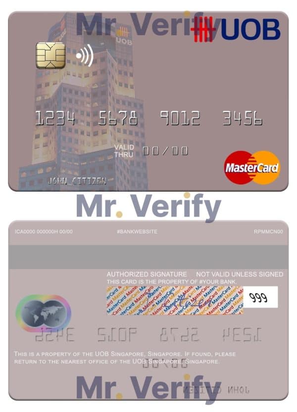 Fillable Singapore UOB Singapore mastercard Templates