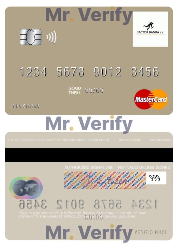 Slovenia Factor Banka mastercard Editable Slovenia Factor Banka mastercard Templates in PSD Format