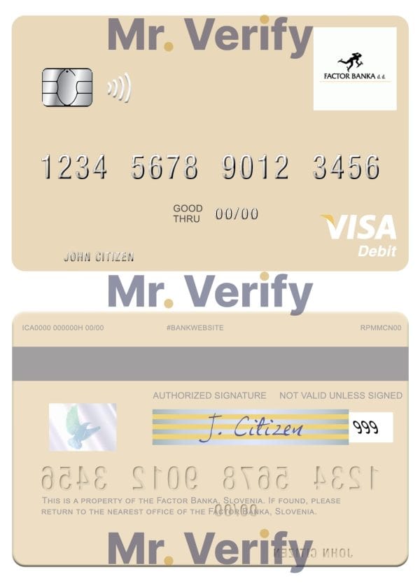 Slovenia Factor Banka visa debit card Fillable Slovenia Factor Banka visa debit card Templates