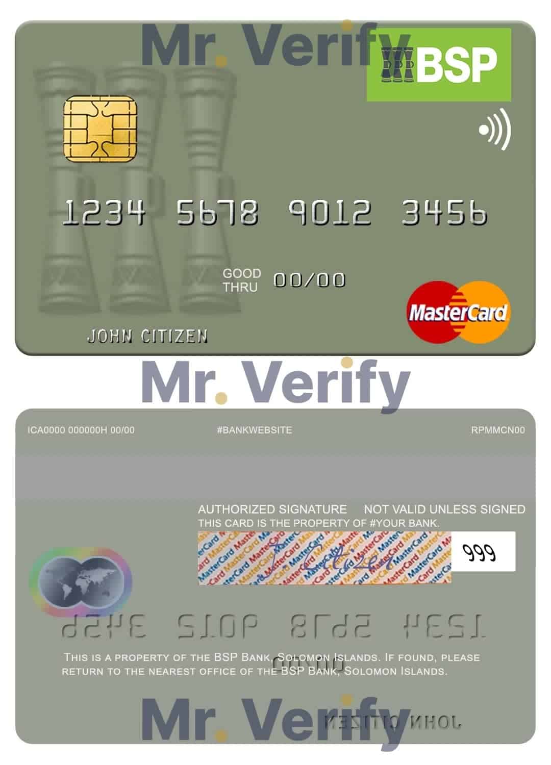 Solomon Islands BSP Bank mastercard credit card Fillable Solomon Islands BSP Bank mastercard credit card Templates