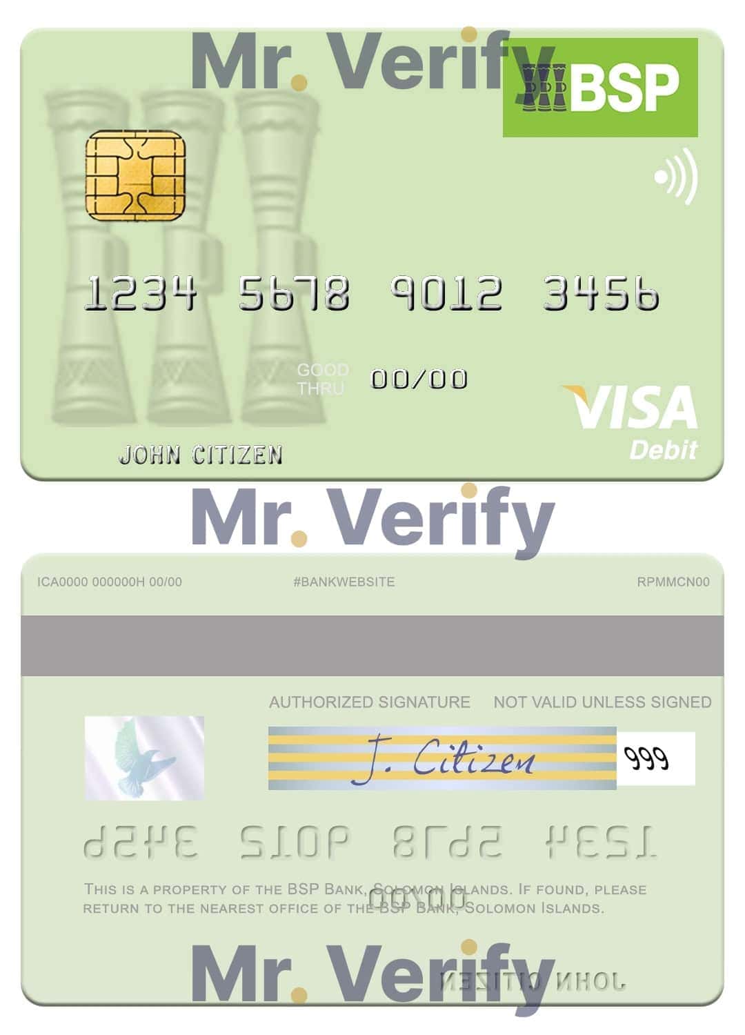 Solomon Islands BSP Bank visa debit credit card Editable Solomon Islands BSP Bank visa debit credit card Templates