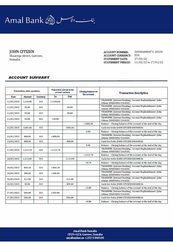 Somalia-Amal-bank-statement-template-in-Word-and-PDF-format.jpg Somalia Amal bank statement template in Word and PDF format