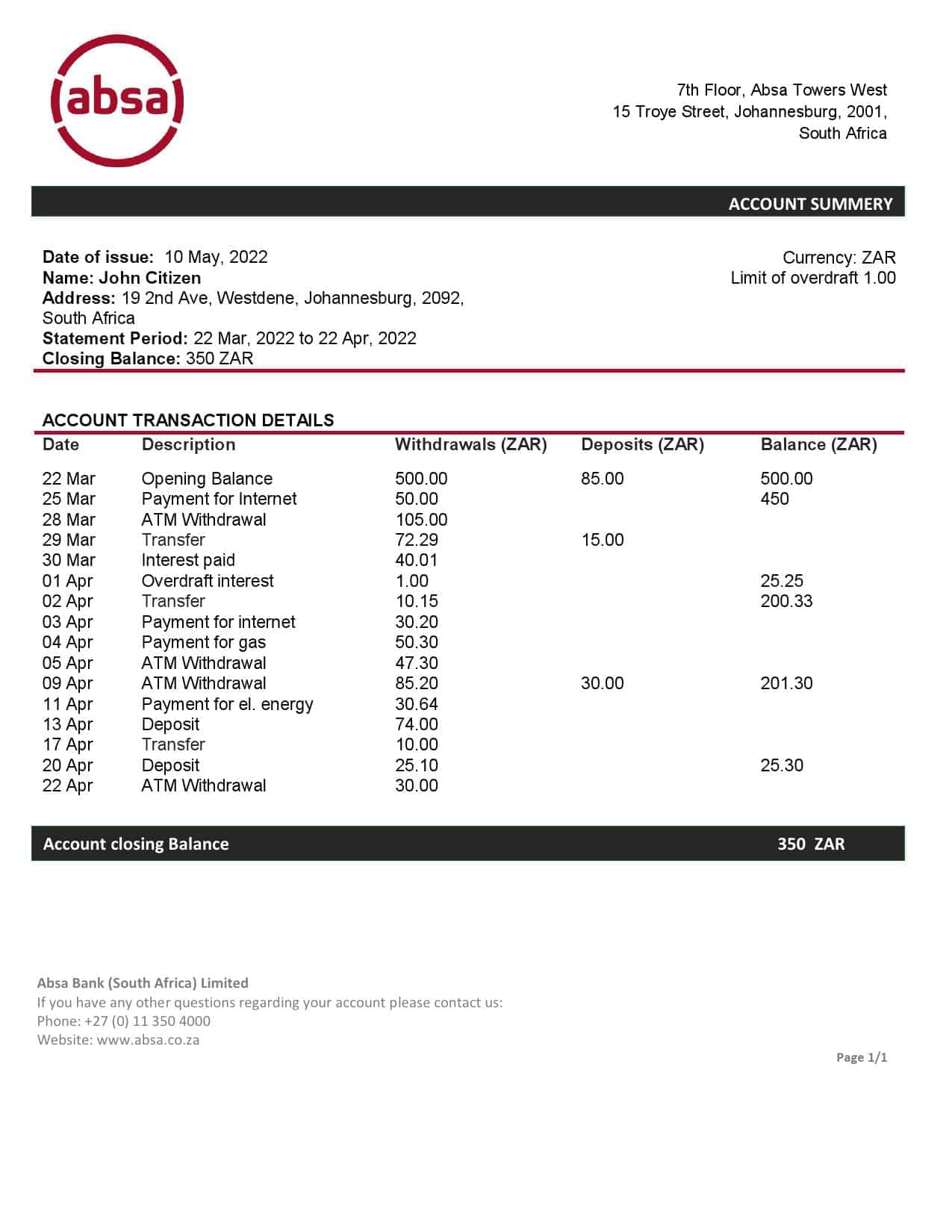 South-Africa-ABSA-bank-statement-template-in-Word-and-PDF-format.jpg South Africa ABSA bank statement template in Word and PDF format
