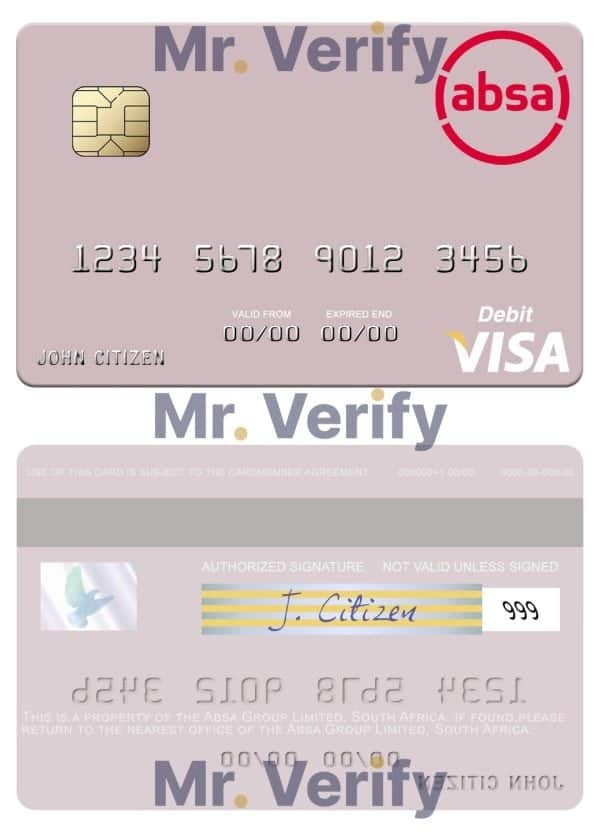 Fillable South Africa Absa Group Limited visa debit credit card Templates