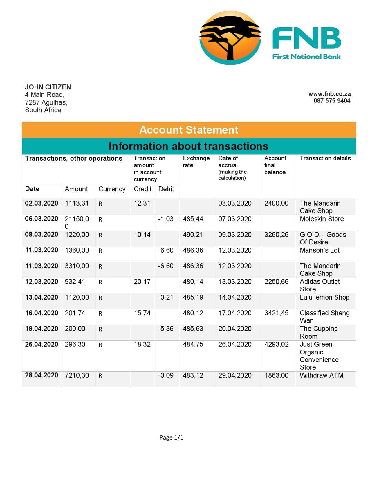 South-Africa-First-National-Bank-FNB-proof-of-address-statement.jpg South Africa First National Bank (FNB) proof of address statement template in Word and PDF format