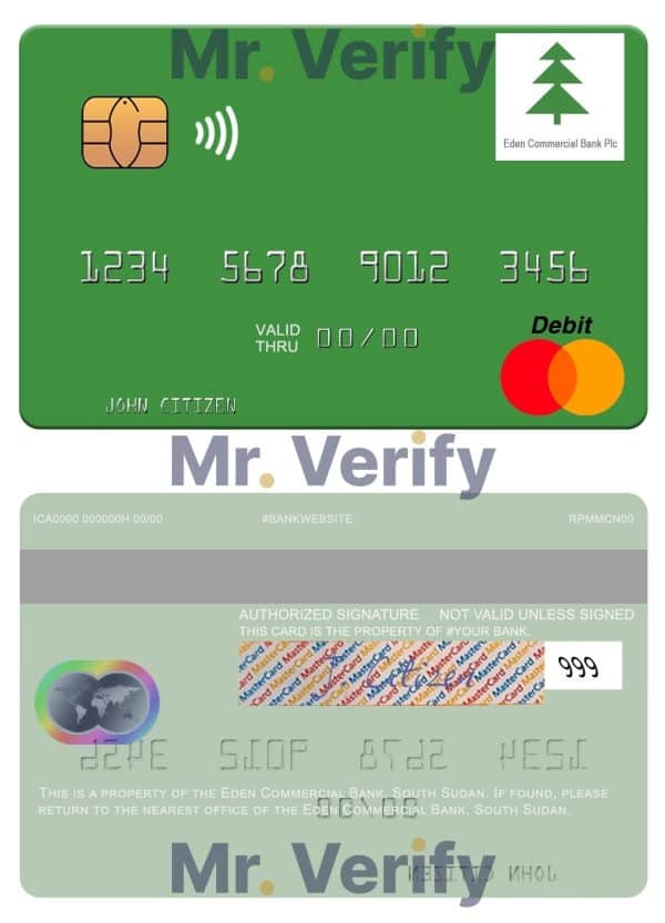 Fillable South Sudan Eden Commercial Bank mastercard Templates