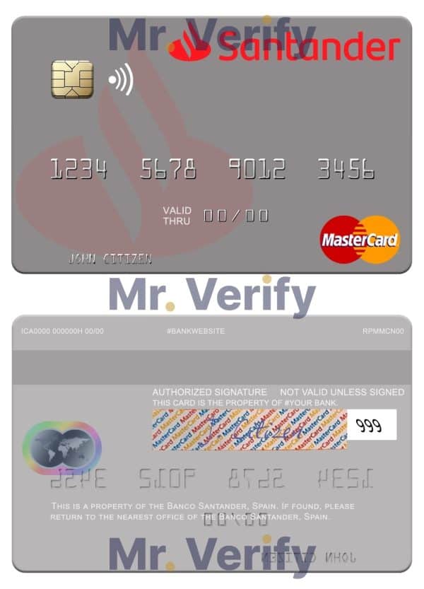 Fillable Spain Banco Santander mastercard Templates