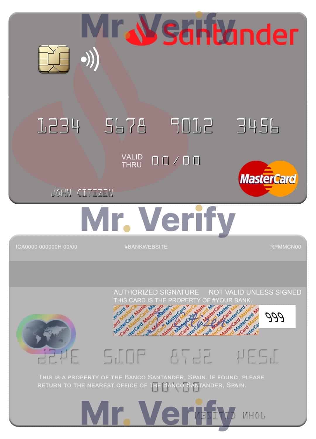 Spain Banco Santander mastercard Fillable Spain Banco Santander mastercard Templates
