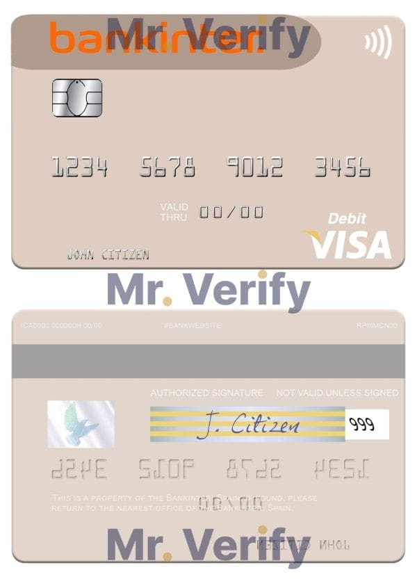 Fillable Spain Bankinter visa debit card Templates