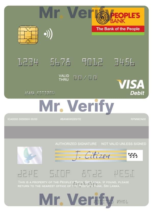 Fillable Sri Lanka People’s Bank visa debit card Templates