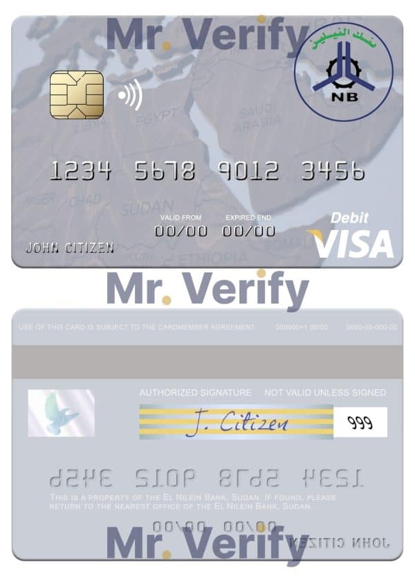 Fillable Sudan El Nilein Bank visa debit card Templates