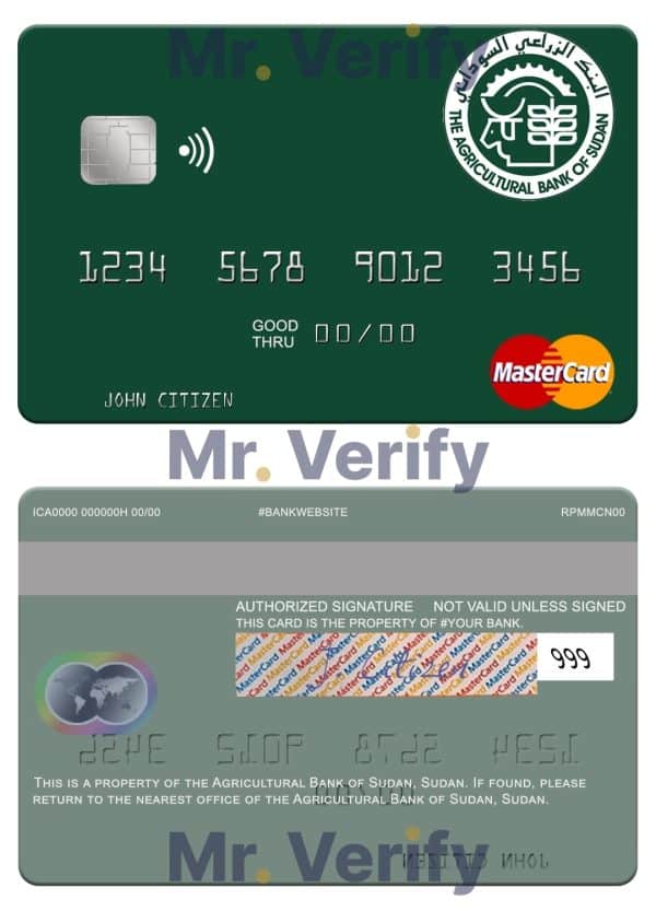 Sudan The Agricultural Bank of Sudan mastercard Editable Sudan The Agricultural Bank of Sudan mastercard Templates in PSD Format