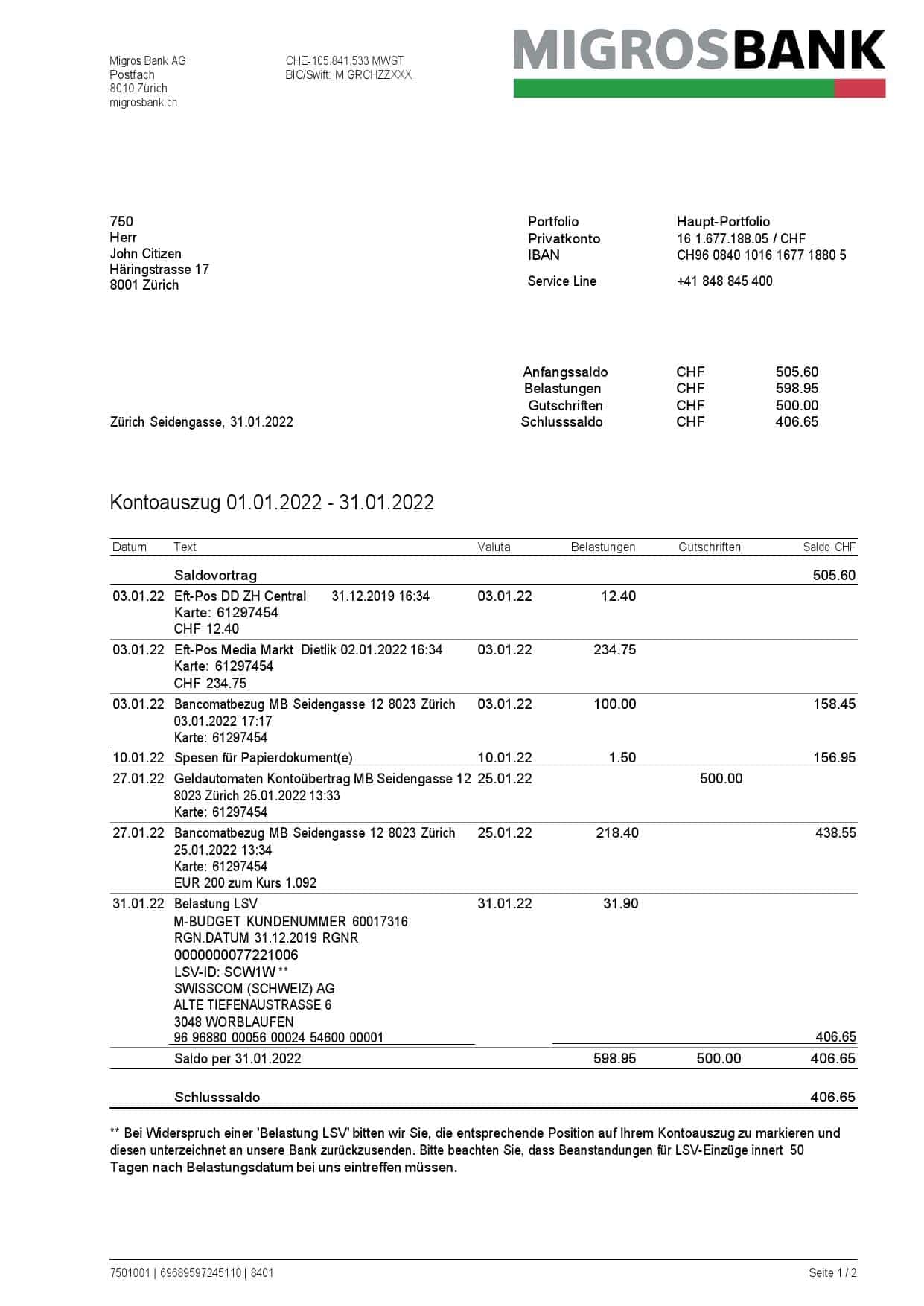 Switzerland-Migrosbank-statement-2-pages_000001.jpg Switzerland Migrosbank bank statement, Word and PDF template, 2 pages