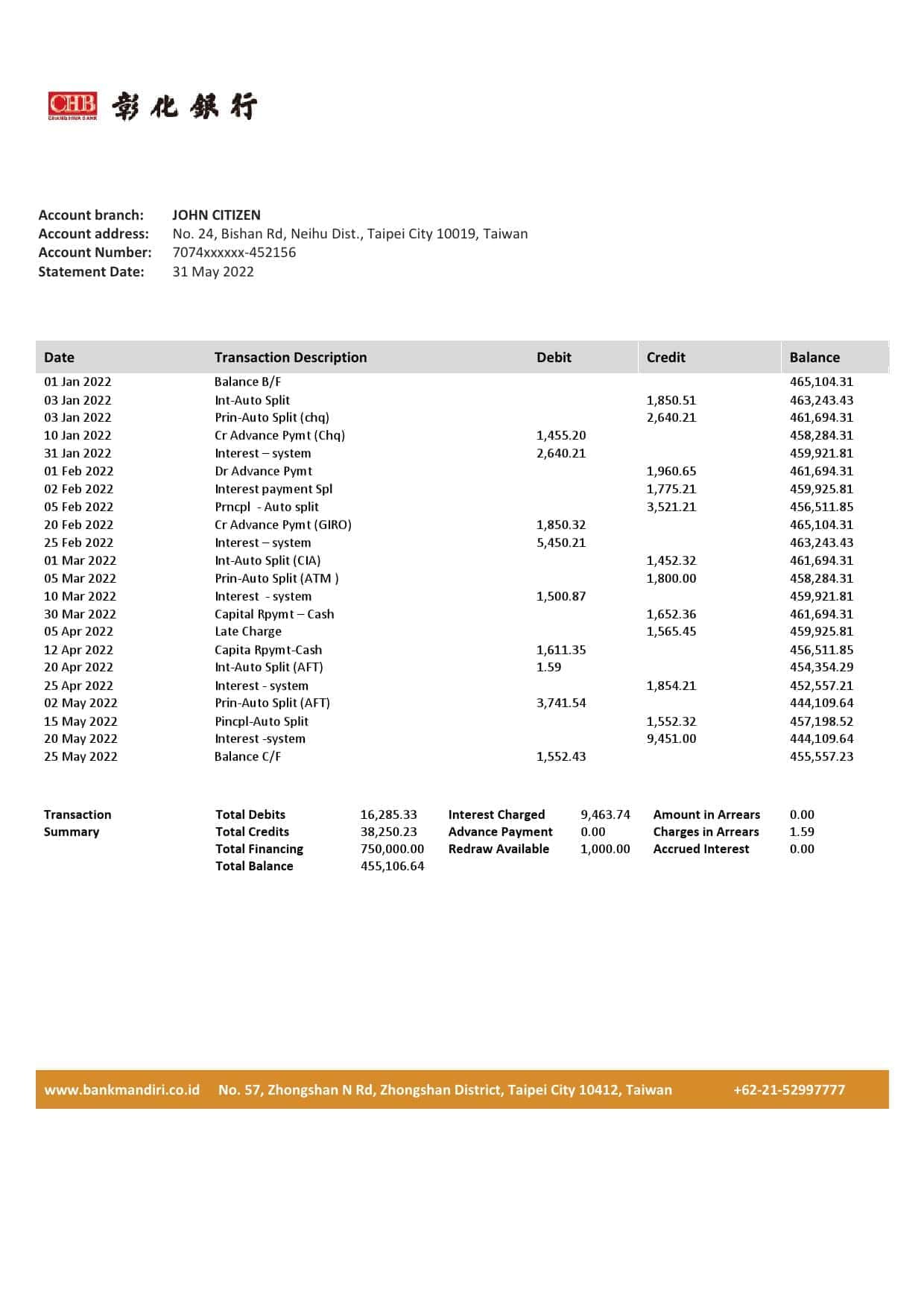 Taiwan-Chang-Hwa-Bank-statement-template-in-Word-and-PDF-format.jpg Taiwan Chang Hwa Bank statement template in Word and PDF format
