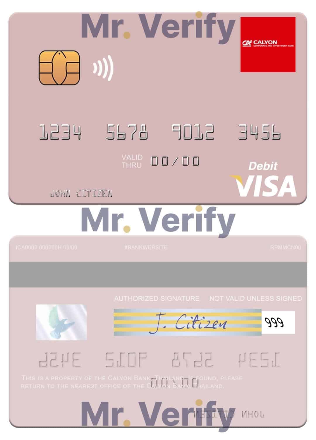 Thailand Calyon Bank visa debit card Fillable Thailand Calyon Bank visa debit card Templates