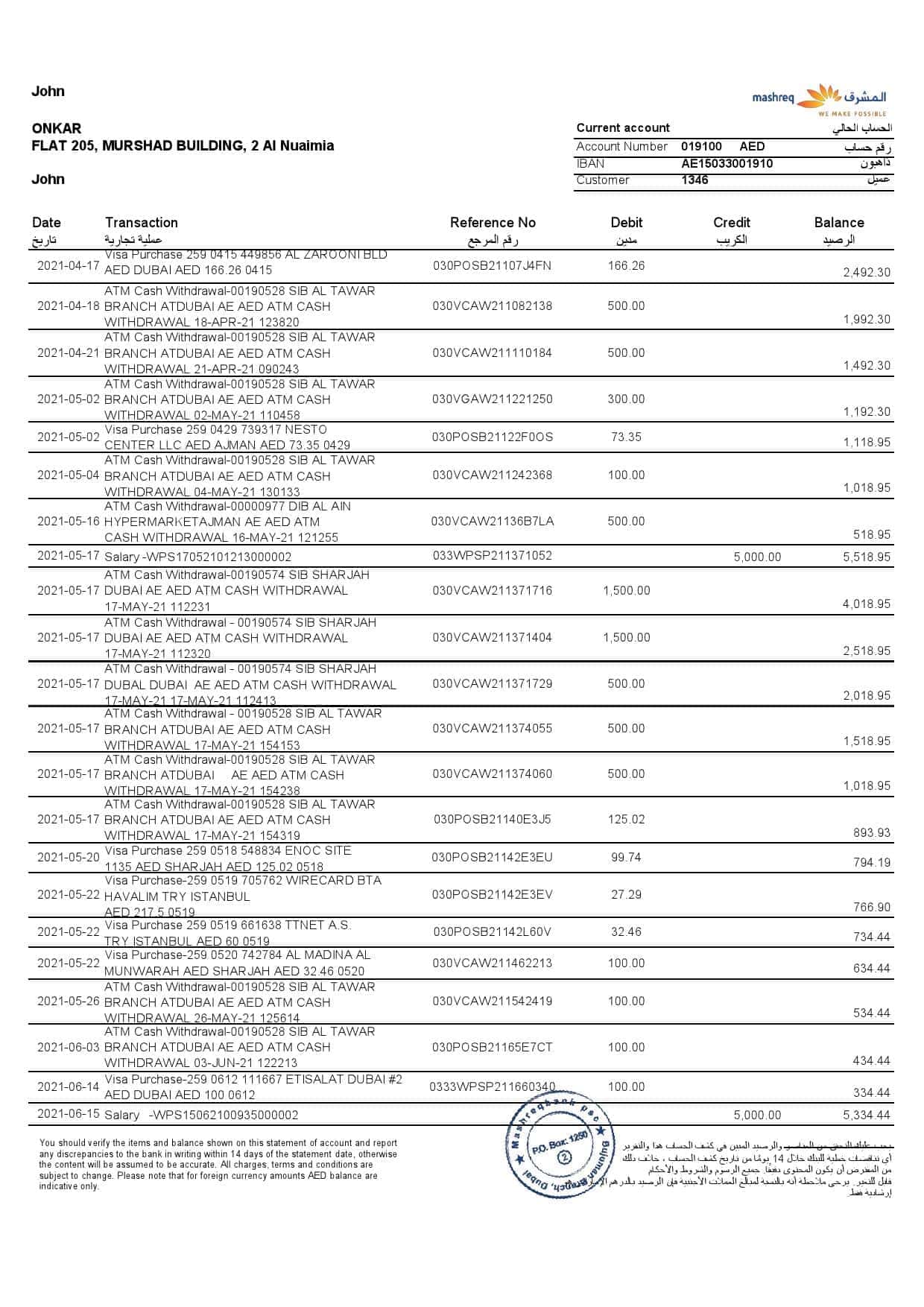 UAE-Mashreq-bank-statement-template-in-Excel-and-PDF-format-3-pages-2.jpg UAE Mashreq bank statement template in Excel and PDF format, 3 pages - Image 2