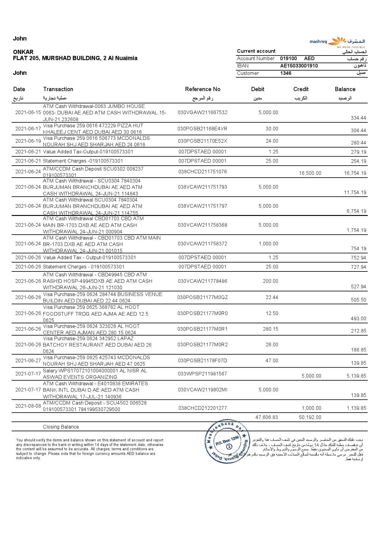 UAE-Mashreq-bank-statement-template-in-Excel-and-PDF-format-3-pages-3.jpg UAE Mashreq bank statement template in Excel and PDF format, 3 pages - Image 3