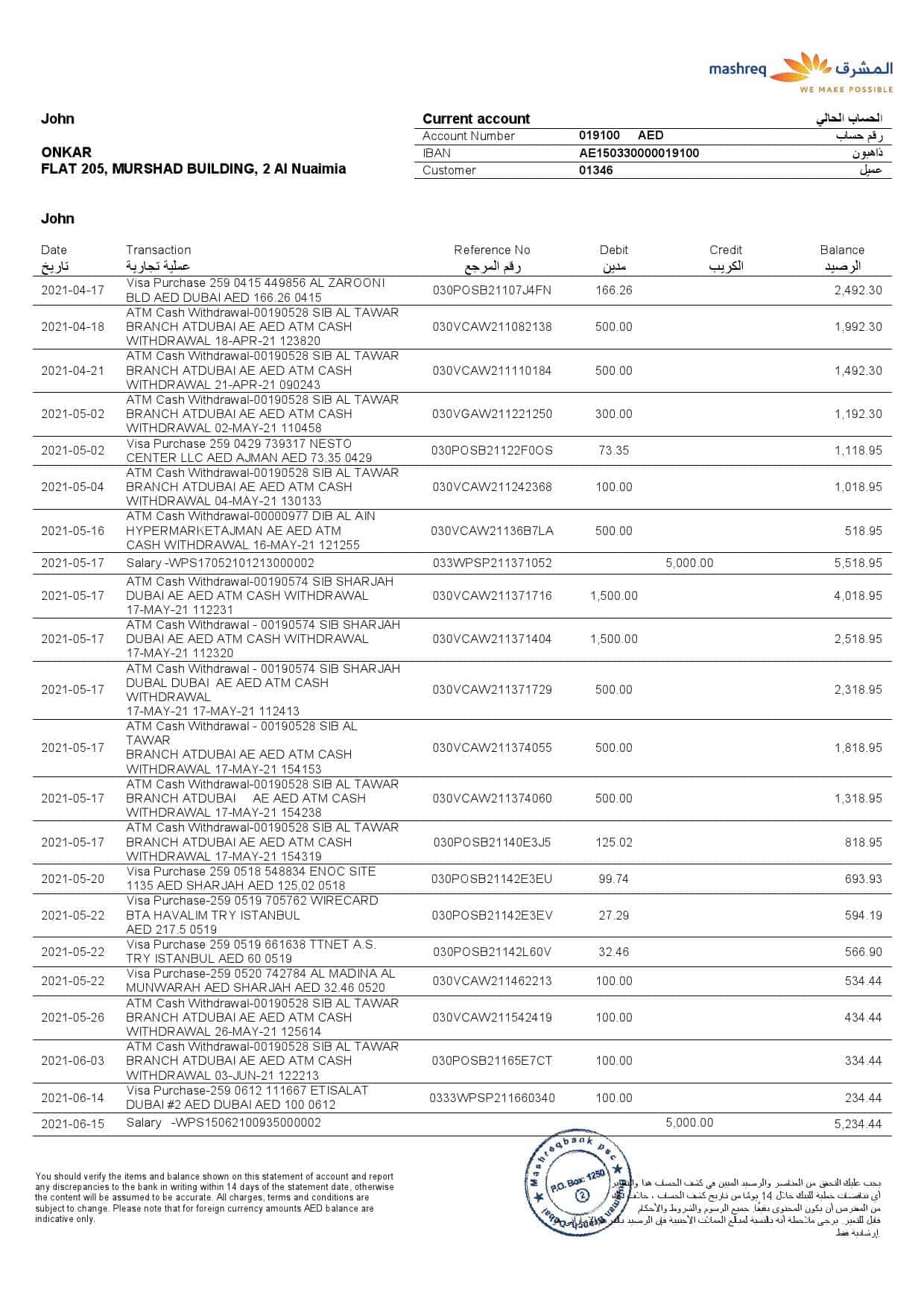 UAE-Mashreq-bank-statement-template-in-Word-and-PDF-format-3-pages-2.jpg UAE Mashreq bank statement template in Word and PDF format, 3 pages - Image 2