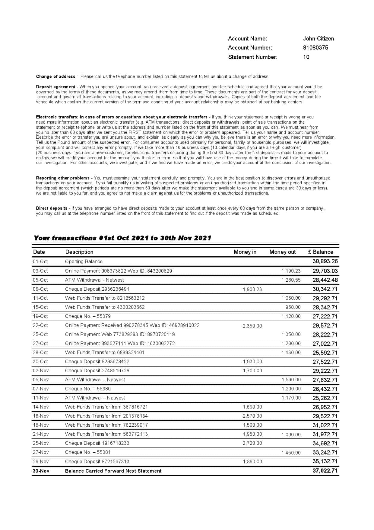UK-Natwest-2-pages_000002-1.jpg United Kingdom NatWest bank account statement template in Excel and PDF format, 2 pages - Image 2