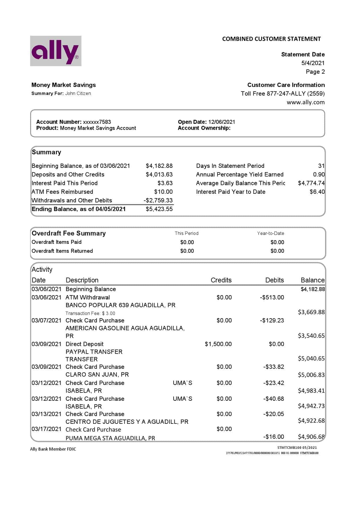 USA-Ally_000002.jpg USA Ally Bank statement template in Excel and PDF format (4 pages) - Image 2