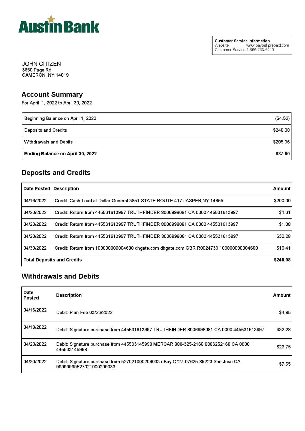 USA-Austin-bank-statement-Word-and-PDF-template-2-pages-1.jpg USA Austin bank statement, Word and PDF template, 2 pages