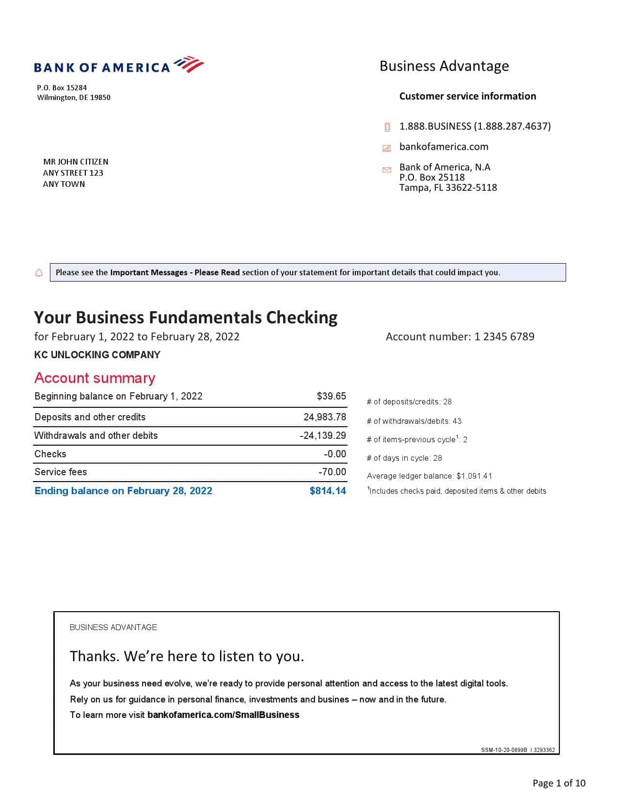 USA-Bank-of-America_000001.jpg USA Bank of America bank statement, Word and PDF template, 10 pages