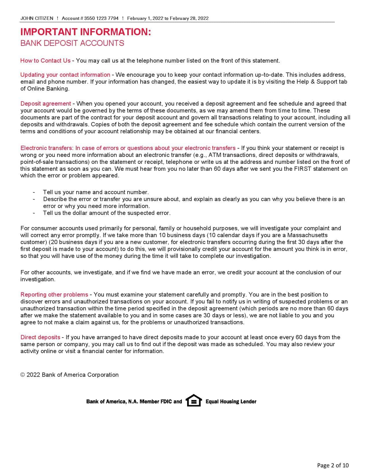 USA-Bank-of-America_000002.jpg USA Bank of America bank statement, Word and PDF template, 10 pages - Image 2