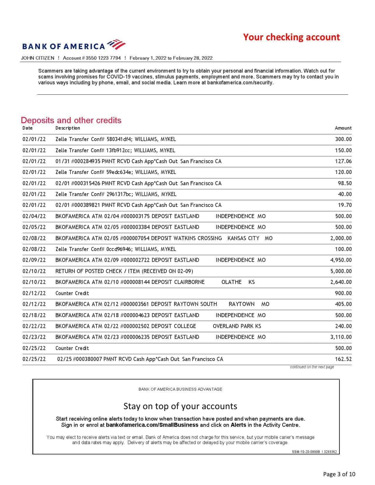 USA-Bank-of-America_000003.jpg USA Bank of America bank statement, Word and PDF template, 10 pages - Image 3