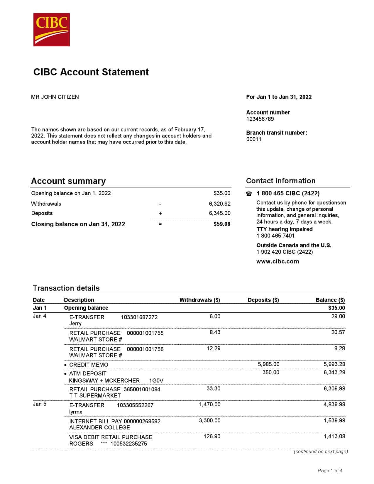 USA-CIBC-bank-statement-Word-and-PDF-template-4-pages-1.jpg USA CIBC bank statement, Word and PDF template, 4 pages